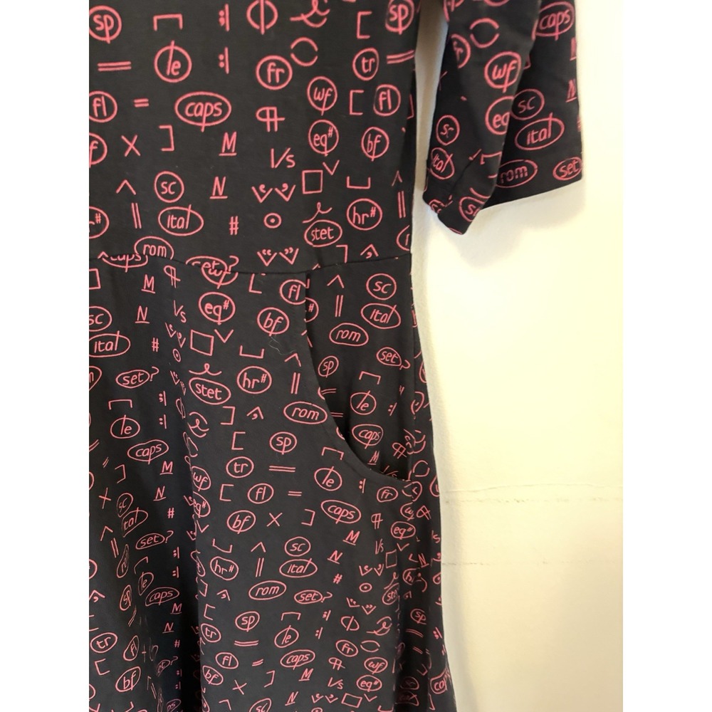 Svaha Fit Flare Dress Teacher  Proofreading Writing Black Organic Cotton 4 - Picture 2 of 6